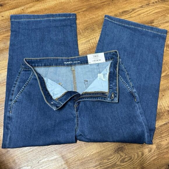 Style & Co. Women’s High-Rise Cropped Wide-Leg Denim Jeans Size 16 Medium Wash - Picture 5 of 10